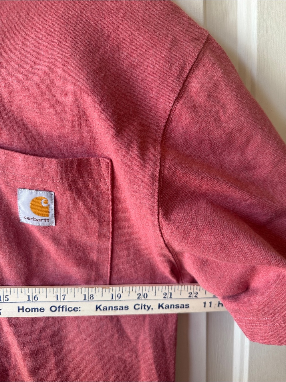 Carhartt Dusty Rose Pocket Tee with Logo Patch - Picture 6 of 8
